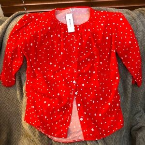 NWT-Red polka dot blouse, small